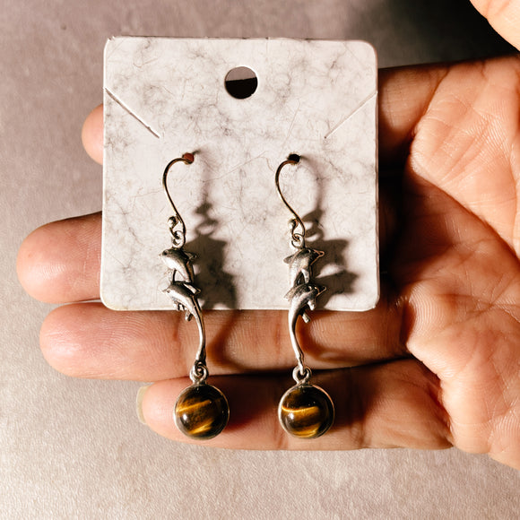 Tiger eye dolphin 925 dangles