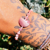 Rhodochrosite moon adjustable bracelet