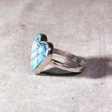 Sterling opal heart 925 sz10.25 ring