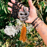 Gold obsidian snake mala