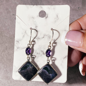 Indigo gabbro amethyst 925 dangles