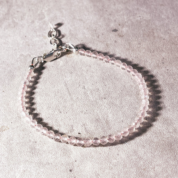 Faceted rose quartz 925 bracelet