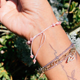 Rhodochrosite moon adjustable bracelet