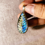 Carved labradorite 925 pendant #3