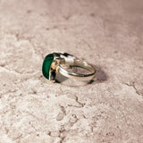 Green onyx moon 925 sz6.25 ring