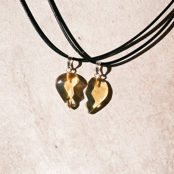 Mexican Amber heart set necklaces