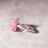 Pink agate druzy 925 sz10.5 ring