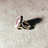 Pink tourmaline quartz 925 sz6.5 ring