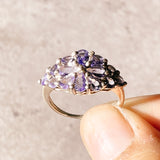 Multi Tanzanite floral 925 s6.25 ring