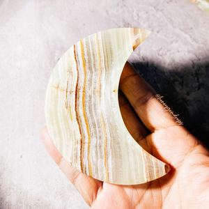 Banded calcite moon bowl