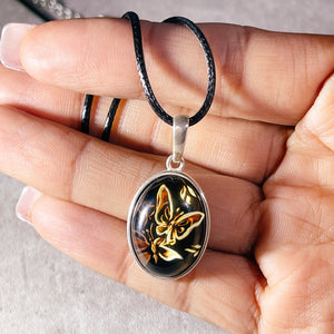 Baltic Amber butterflies 925 pendant