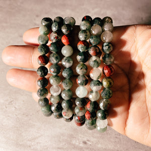 Faceted African bloodstone 8mm stretch bracelet