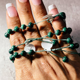 Malachite heart adjustable knot bracelet