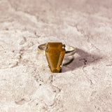 Peach sunstone coffin 925 sz7.5 ring