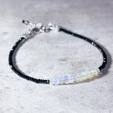 Ethiopian Opal black spinel 925 bracelet